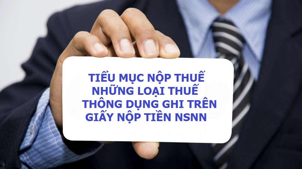 Tiểu mục nộp thuế những loại thuế thông dụng ghi trên giấy nộp tiền vào NSNN